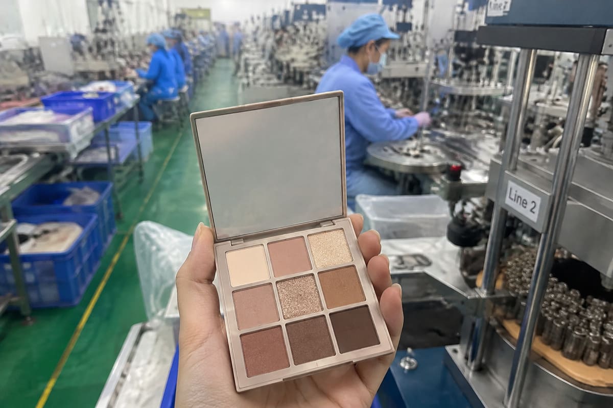 real cosmetics manufacturer production line and sample room