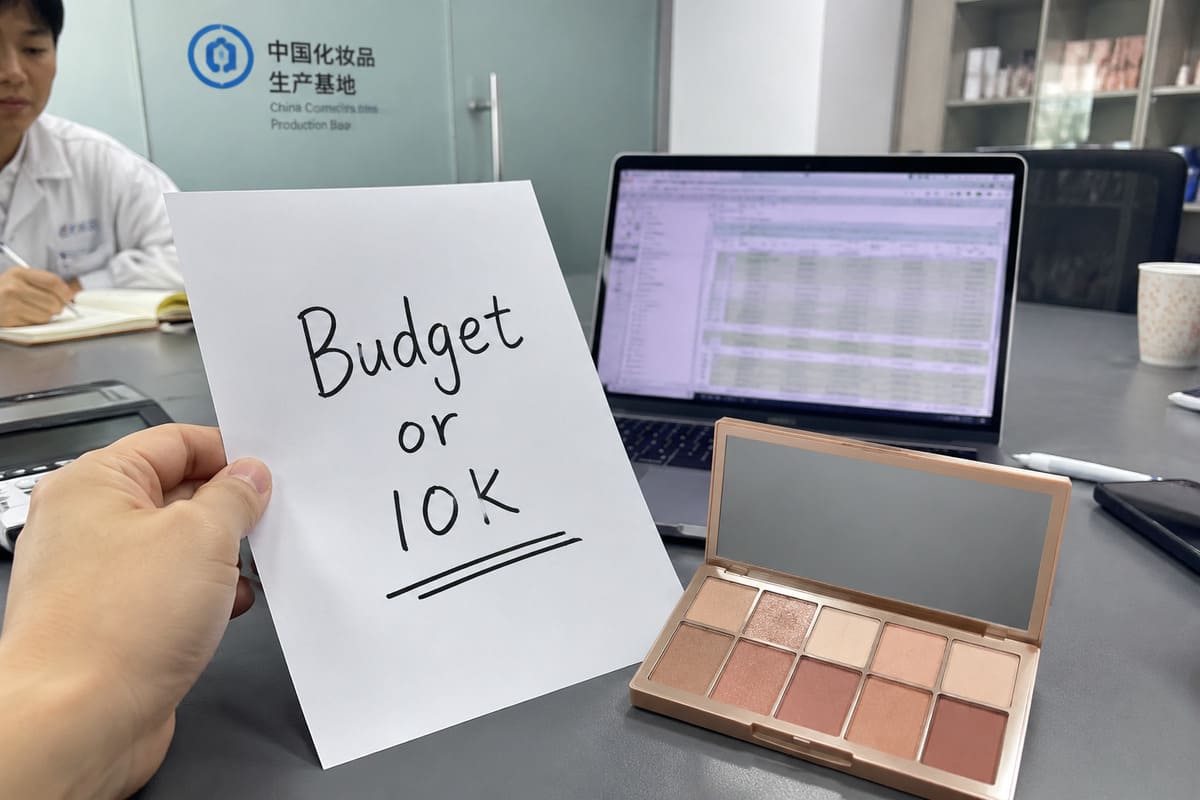 First-time founder eyeshadow palette case study 10K budget makeup brand 12-shade eyeshadow palette case study