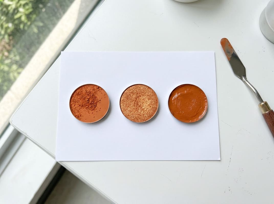 Macro cosmetic powders showing customizable texture, pigmentation, and finish