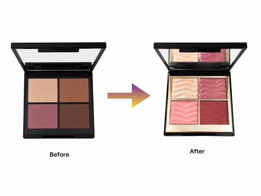 Before and after OEM eyeshadow palette comparison
