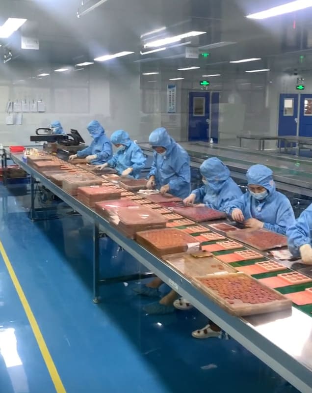 工厂生产线运作场景，工人操作设备