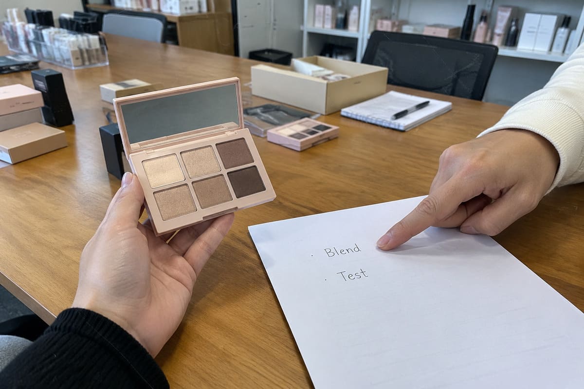 private label neutral eyeshadow palette for mature skin with finely milled neutral shades